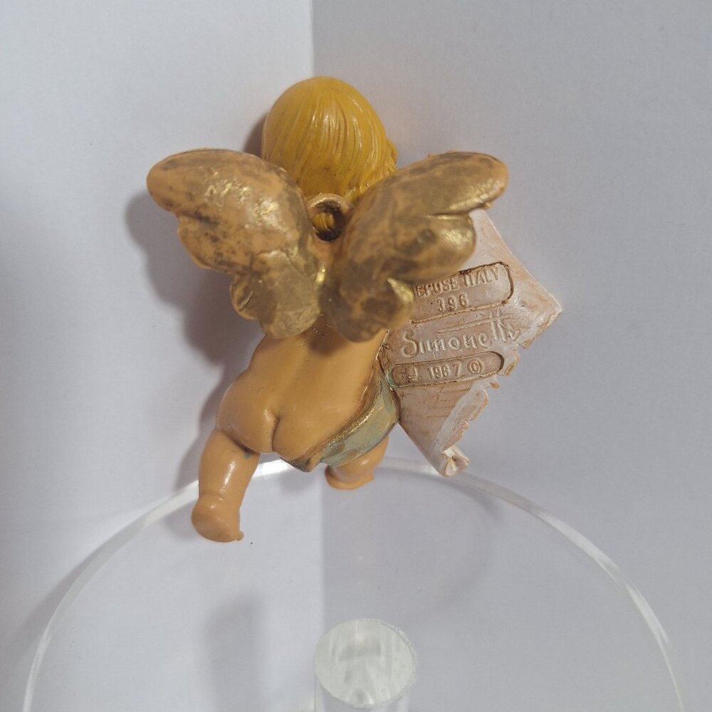 Simonette Depose Italy Cherub Angel Ornament Christmas 1987 Lisa Name Scroll - Picture 6 of 9